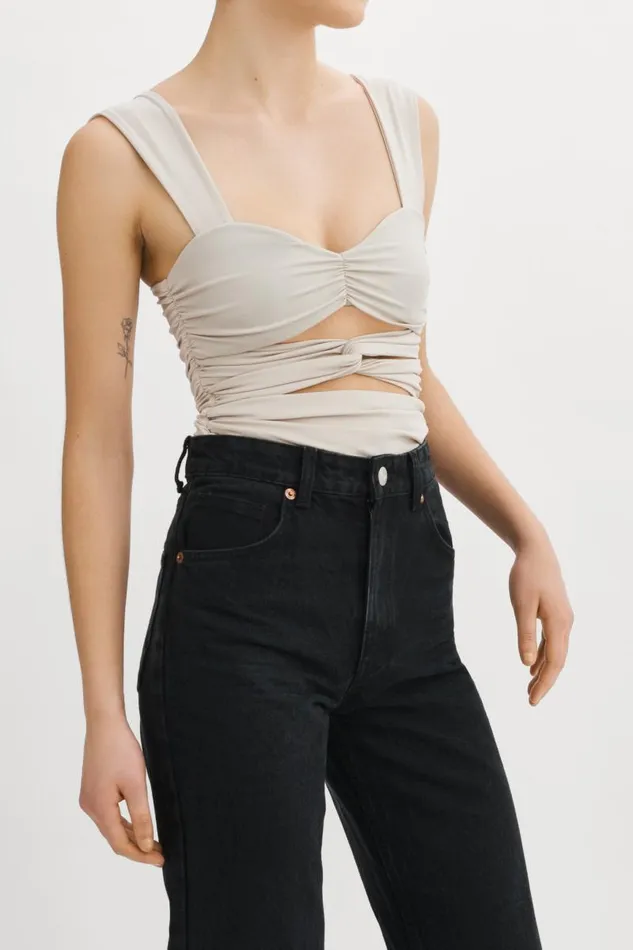 Women ZEELA Ruched Cutout Cami Cloud LAMARQUE Tops Women ZEELA Ruched Cutout Cami Cloud LAMARQUE Tops