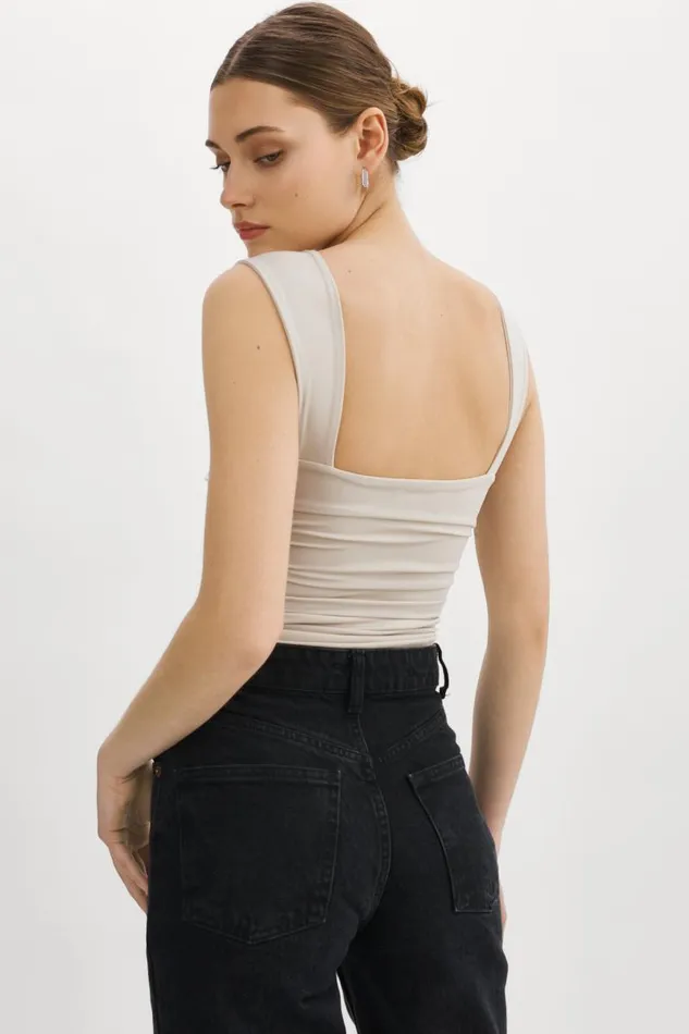 Women ZEELA Ruched Cutout Cami Cloud LAMARQUE Tops Women ZEELA Ruched Cutout Cami Cloud LAMARQUE Tops