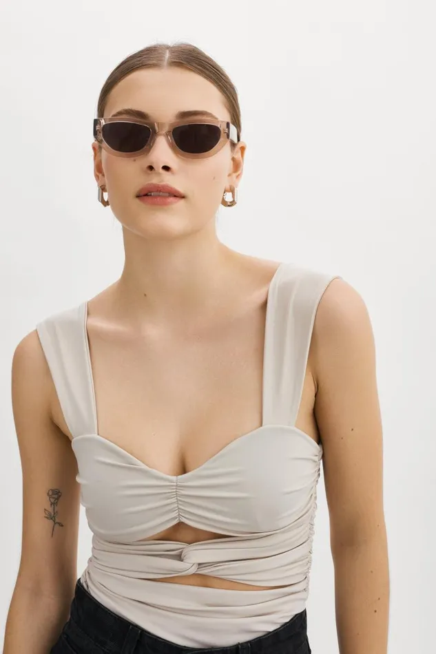 Women ZEELA Ruched Cutout Cami Cloud LAMARQUE Tops Women ZEELA Ruched Cutout Cami Cloud LAMARQUE Tops
