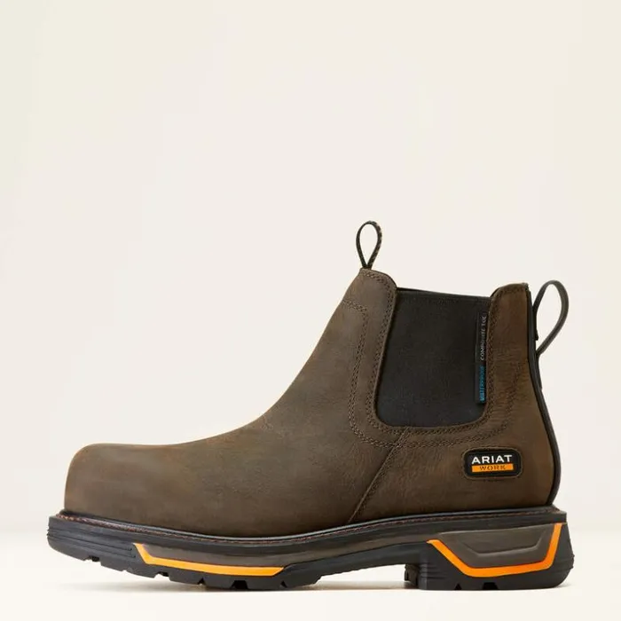 Work Boots Men Ariat Big Rig Chelsea Waterproof Composite Toe Work Boot Iron Coffee