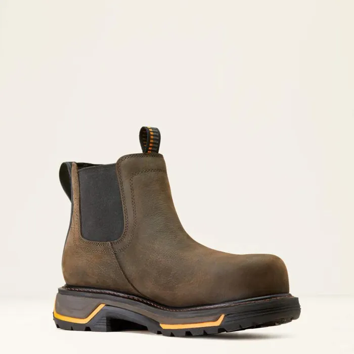 Work Boots Men Ariat Big Rig Chelsea Waterproof Composite Toe Work Boot Iron Coffee