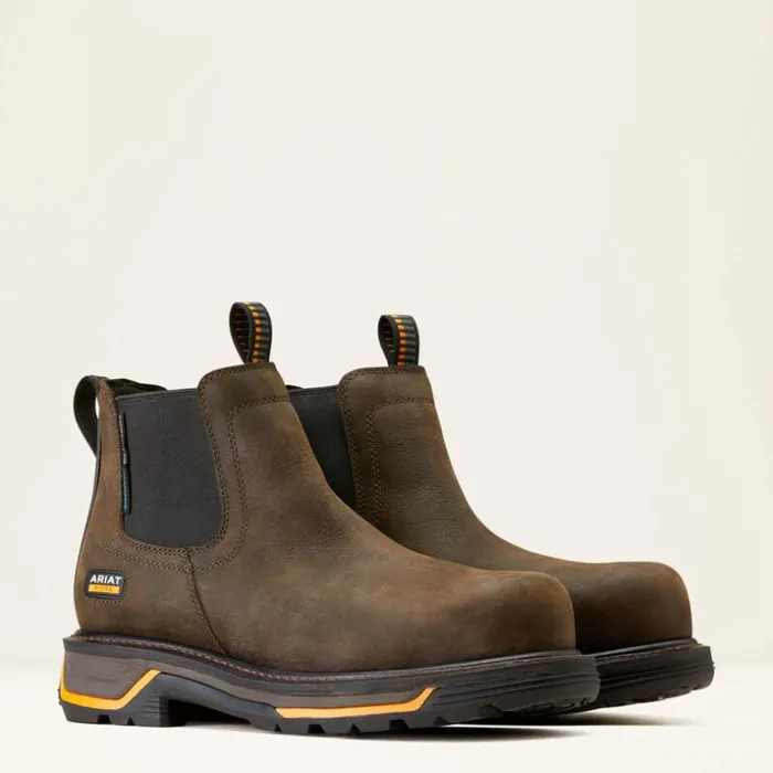 Work Boots Men Ariat Big Rig Chelsea Waterproof Composite Toe Work Boot Iron Coffee