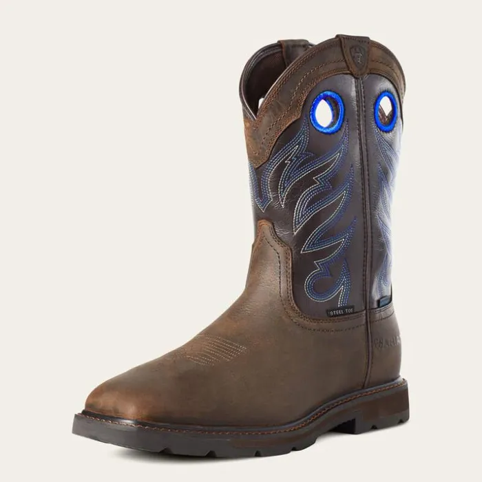 Work Boots Men Ariat Groundwork Waterproof Steel Toe Work Boot Dark Brown
