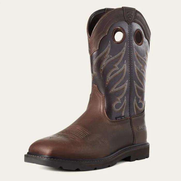 Work Boots Men Ariat Groundwork Wide Square Toe Steel Toe Work Boot Brown