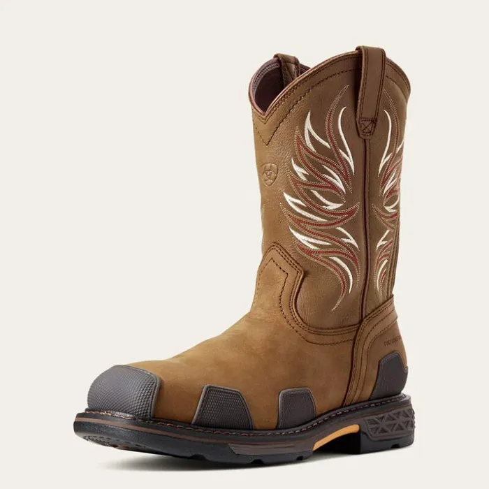 Work Boots Men Ariat OverDrive Wide Square Toe Composite Toe Work Boot Alamo Brown Work Boots Men Ariat OverDrive Wide Square Toe Composite Toe Work Boot Alamo Brown