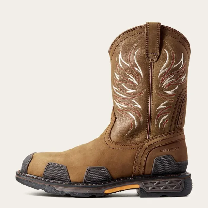 Work Boots Men Ariat OverDrive Wide Square Toe Composite Toe Work Boot Alamo Brown