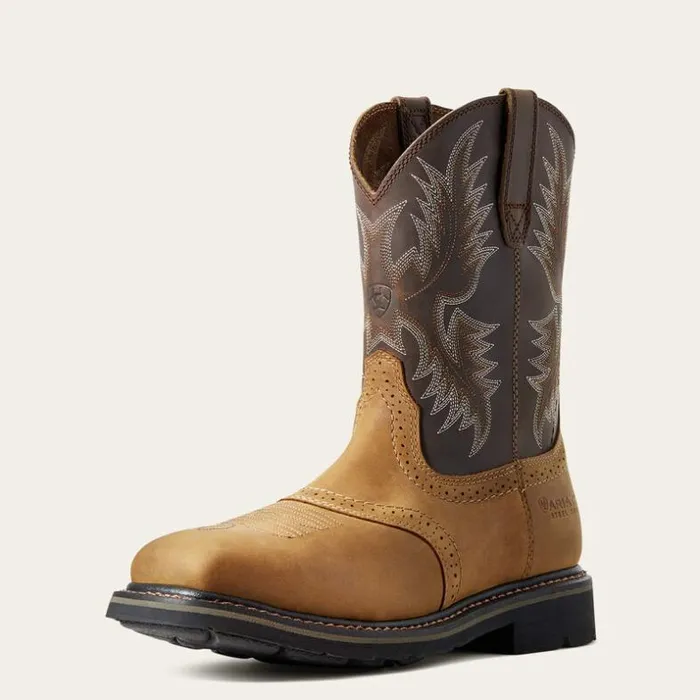 Work Boots Men Ariat Sierra Wide Square Toe Steel Toe Work Boot Aged Bark