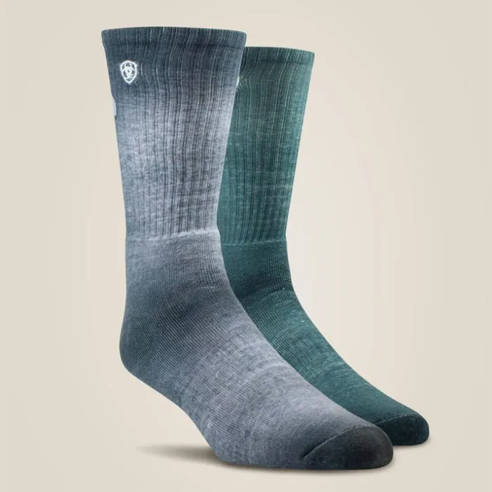 Workwear MenWomen Ariat Incognito Graphic Crew Work Sock 2 Pair Multi Color Pack Greygreen