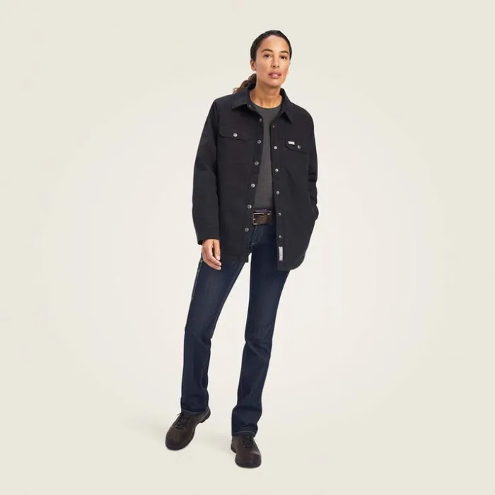 Workwear Women Ariat Rebar Classic Canvas Shirt Jacket Black Workwear Women Ariat Rebar Classic Canvas Shirt Jacket Black