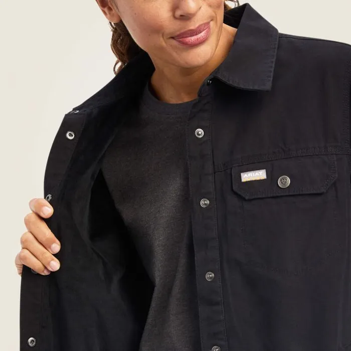Workwear Women Ariat Rebar Classic Canvas Shirt Jacket Black Workwear Women Ariat Rebar Classic Canvas Shirt Jacket Black