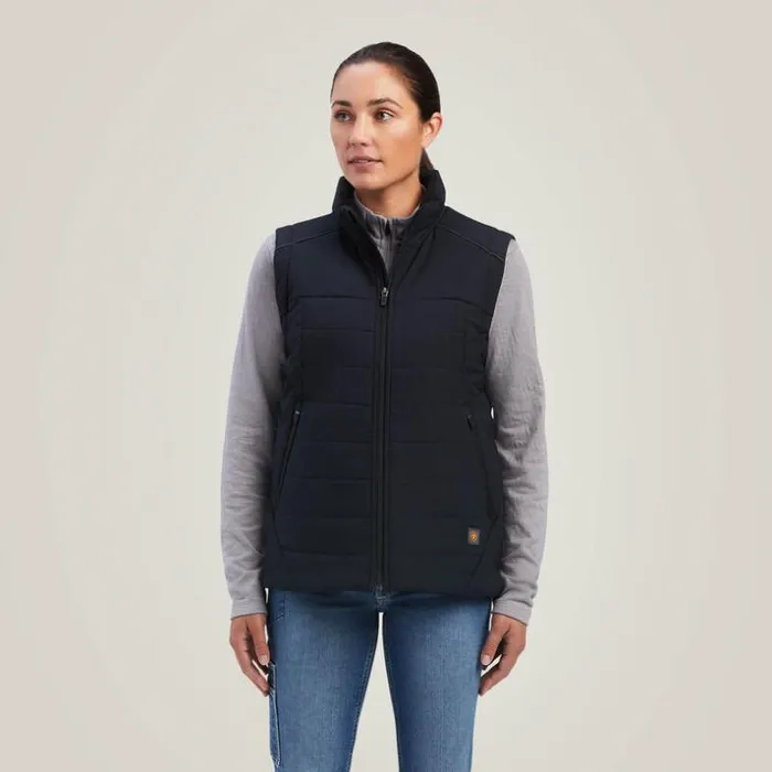 Workwear Women Ariat Rebar Valkyrie Stretch Canvas Insulated Vest Black