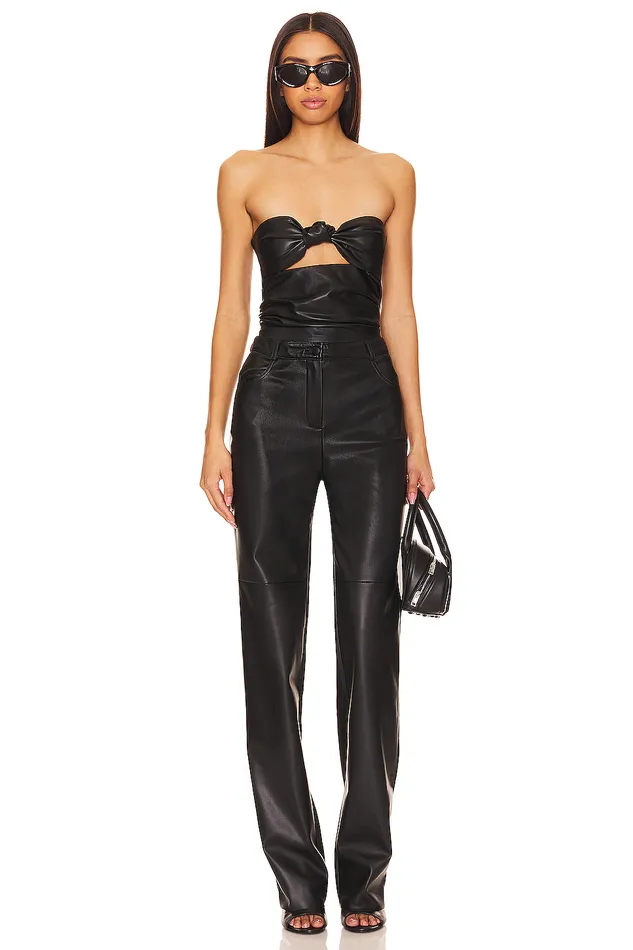X Anja Dujakovi Daxton Faux Leather Top Black Women Lovers and Friends Tops X Anja Dujakovi Daxton Faux Leather Top Black Women Lovers and Friends Tops